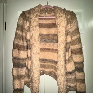 Free People Peach & Tan Sweater, Sz L.